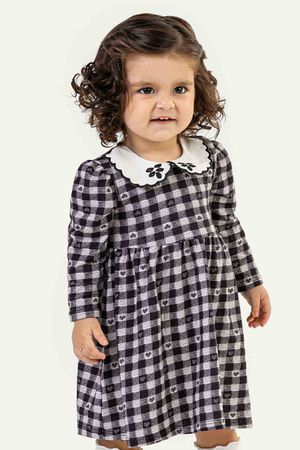Vestido Bebê Menina Xadrez Gola Boneca Colorittá Preto