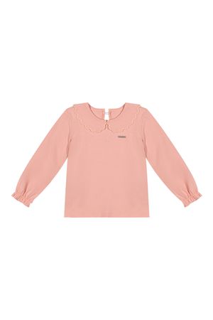 Blusa Infantil Menina Manga Longa Com Gola Colorittá Rosa