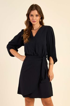 Vestido Feminino Transpassado Marialícia Preto