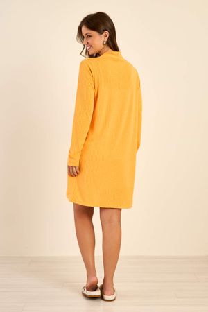 Pijama Feminino Camisola e Robe Canelado Marialícia Amarelo