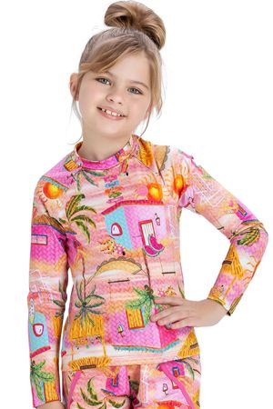 Blusa Infantil Menina Moda Praia Elian Rosa