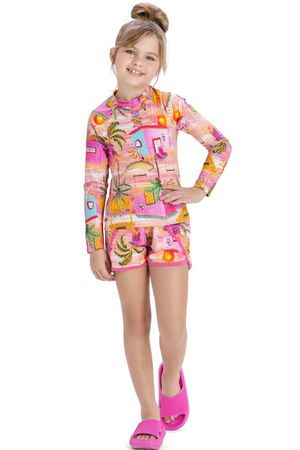 Blusa Infantil Menina Moda Praia Elian Rosa