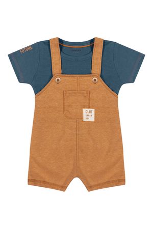 Conjunto Bebê Menino Jardineira com Bolso Colorittá Azul Marinho