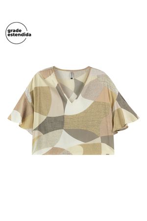 Blusa Feminina Estampada Cores Marialícia Bege