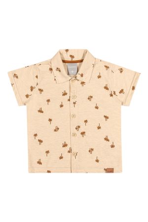 Camisa Infantil Menino Estampado Tropical Colorittá Bege