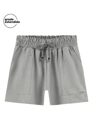 Short Feminino Curto Cós Alto Marialícia Mescla