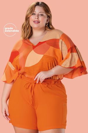 Blusa Feminina Estampada Cores Marialícia Laranja