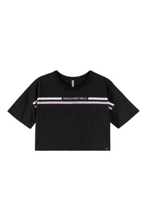Blusa Feminina Smiles Listras Marialícia Preto
