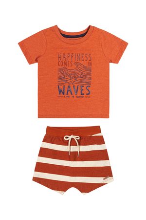 Conjunto Bebê Menino Happiness Comes In Waves Colorritá Laranja