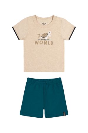 Conjunto Bebê Menino Você Pode Mudar O Mundo Elian Marrom