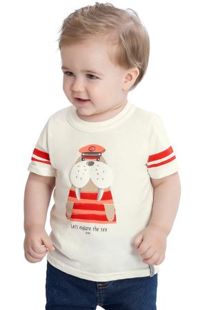 Camiseta Bebê Menino Capitão Elian Bege