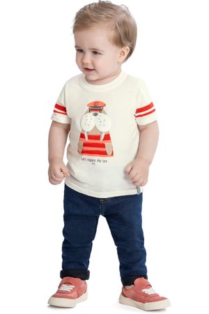 Camiseta Bebê Menino Capitão Elian Bege