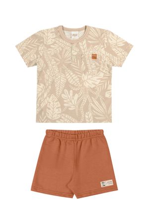 Conjunto Infantil Menino Folhagem Elian Bege