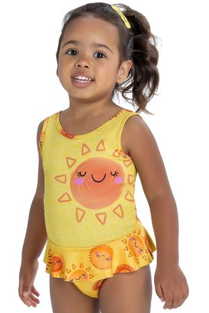 Maiô Infantil Menina Moda Praia Elian Amarelo