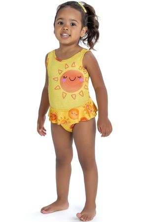 Maiô Infantil Menina Moda Praia Elian Amarelo