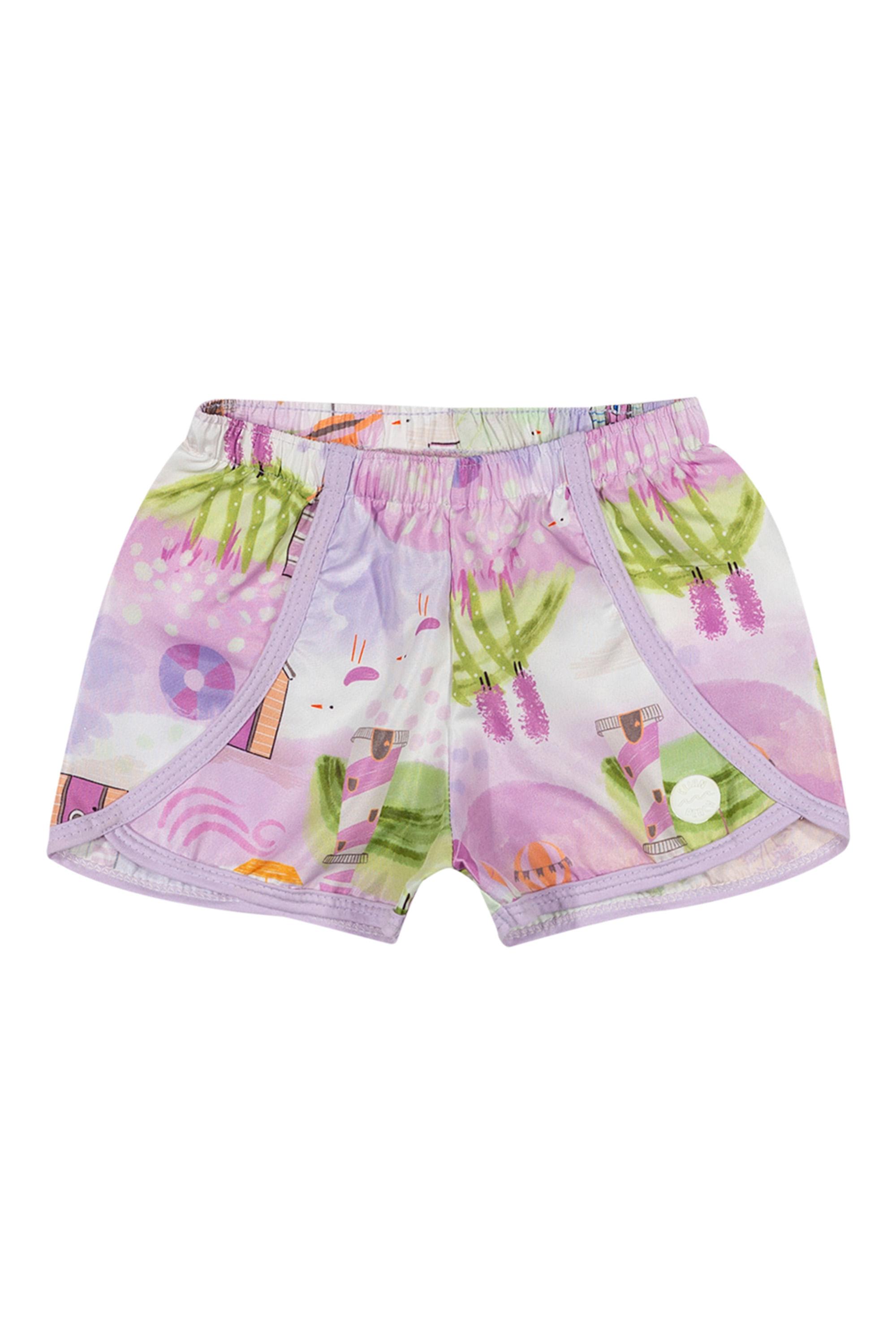 Shorts Infantil Menina Moda Praia Elian Lilás - Elian