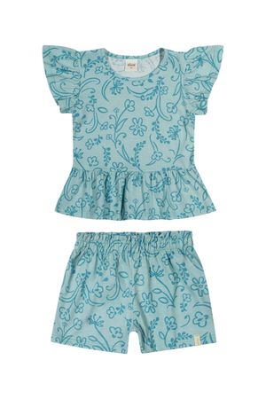 Conjunto Infantil Menina Estampa Com Glitter Elian Azul
