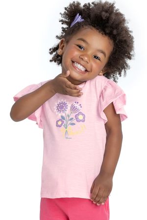 Blusa Infantil Menina Flores Elian Rosa