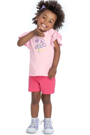 Blusa Infantil Menina Flores Elian Rosa