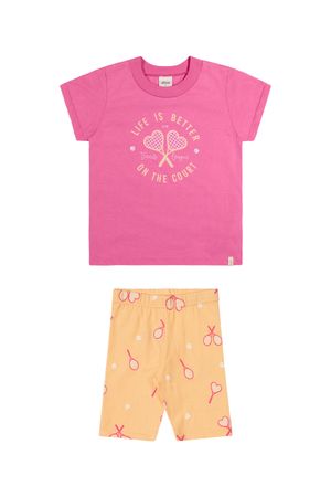 Conjunto Infantil Menina Com Ciclista Elian Rosa