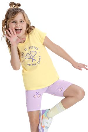 Conjunto Infantil Menina Com Ciclista Elian Amarelo