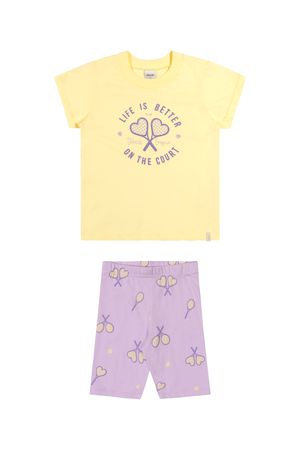 Conjunto Infantil Menina Com Ciclista Elian Amarelo