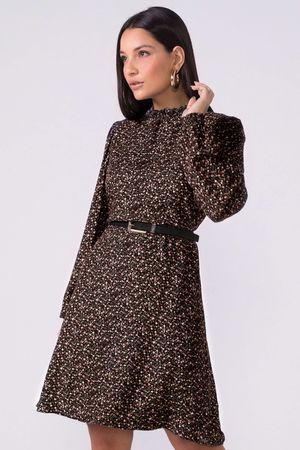 Vestido Feminino Manga Longa Floral Marialícia Preto