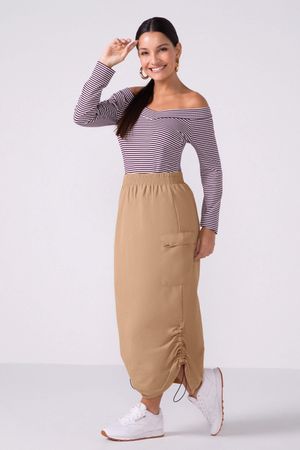Blusa Feminina Ombro a Ombro Canelada Listras Marialícia Roxo