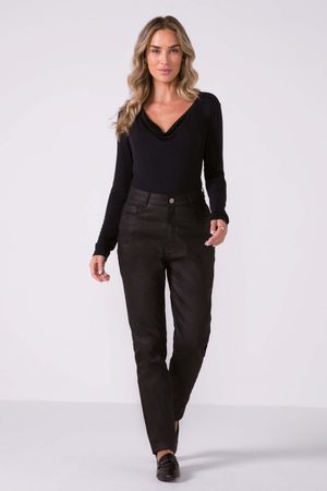 Body Feminino Manga Longa Decote Degagê Marialícia Preto