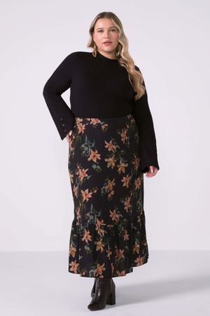 Blusa Feminina Canelada Manga Flare Marialícia Preto