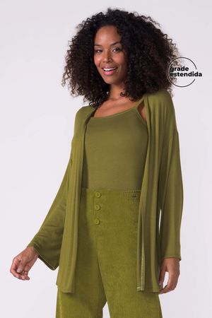 Conjunto Feminino Regata e Cardigan Leve Marialícia Verde