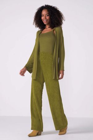 Conjunto Feminino Regata e Cardigan Leve Marialícia Verde