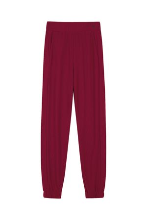Calça Jogger Feminina Canelada Com Bolsos Marialícia Vermelho