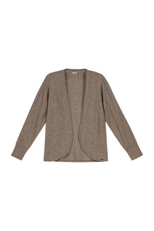 Cardigan Feminino Tricot Trançado Marialícia Marrom