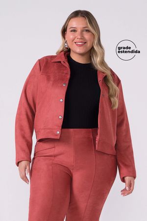 Jaqueta Feminina Suede Com Botões Marialícia Rosa