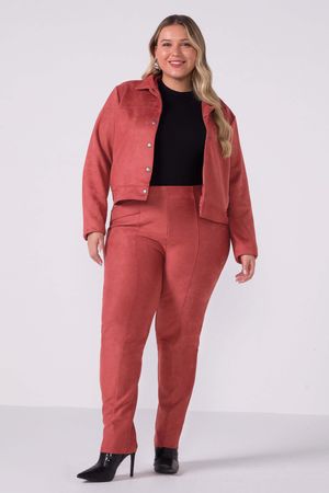 Jaqueta Feminina Suede Com Botões Marialícia Rosa