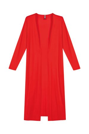 Cardigan Feminino Longo Com Bolso Marialícia Vermelho