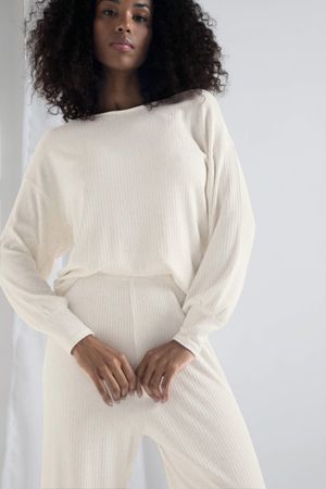 Conjunto Feminino Comfy Canelado Linho Marialícia Bege