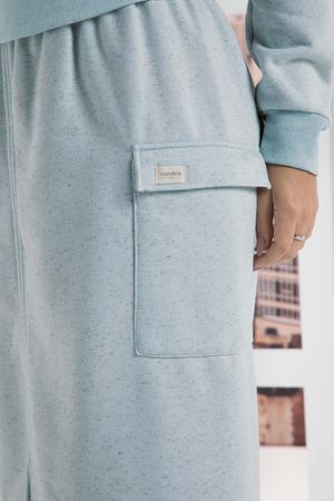 Saia Midi Feminina Comfy Moletom Marialícia Azul