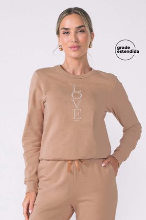 Blusão Feminino Molecotton Love Marialícia Marrom