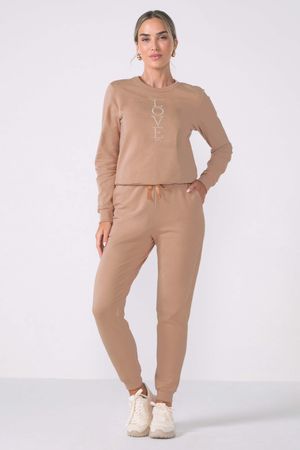 Blusão Feminino Molecotton Love Marialícia Marrom
