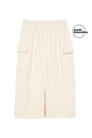 Saia Midi Feminina Comfy Moletom Marialícia Bege