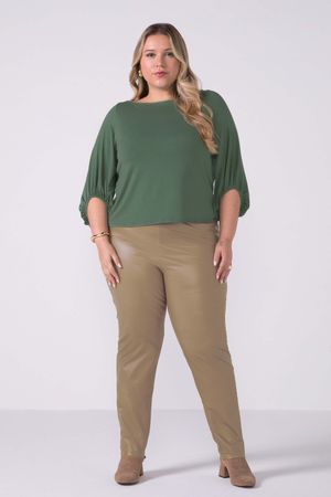 Blusa Feminina Manga Bufante Lisa Marialícia Verde