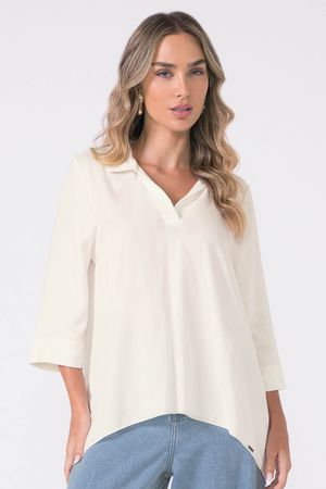 Blusa Feminina Alongada Fluída Marialícia Bege