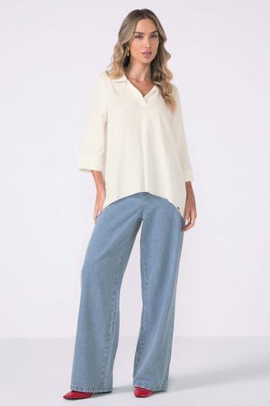 Blusa Feminina Alongada Fluída Marialícia Bege