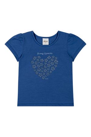 Blusa Infantil Menina Coração Floral Elian Azul