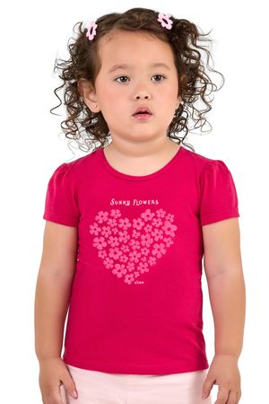 Blusa Infantil Menina Coração Floral Elian Rosa