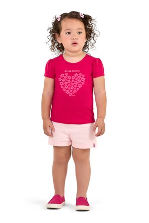 Blusa Infantil Menina Coração Floral Elian Rosa
