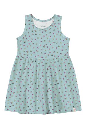 Vestido Infantil Menina Cotton Estampado Elian Verde