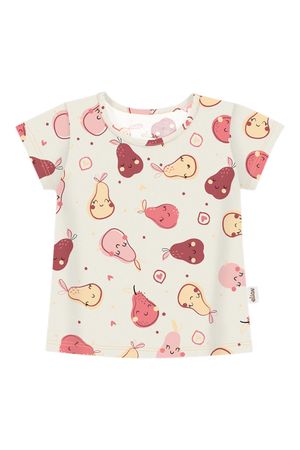 Blusa Infantil Menina Cotton Estampada Elian Bege